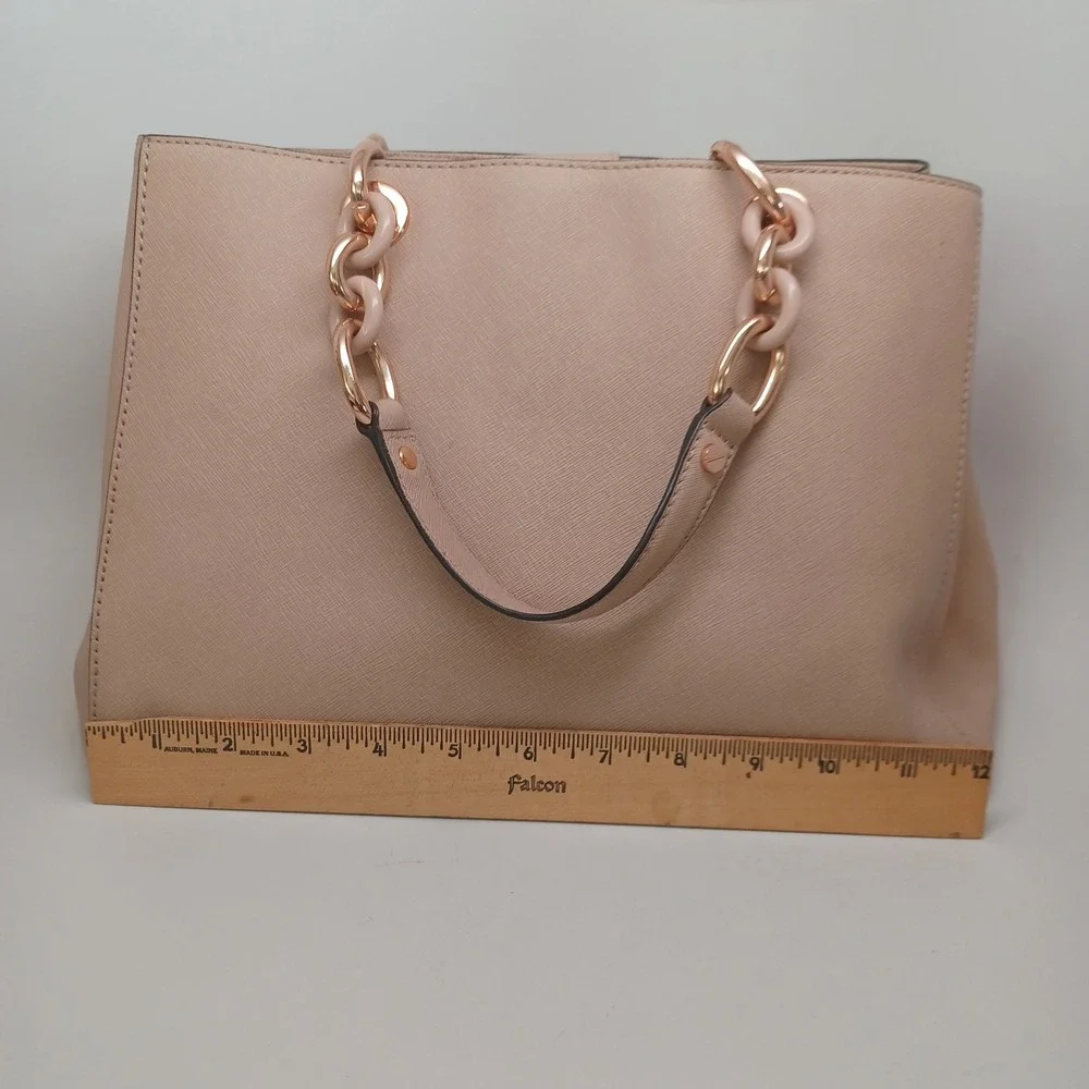 Michael Kors Cynthia Tote Neutral Tan Saffiano Leather Hand Painted Floral Bag